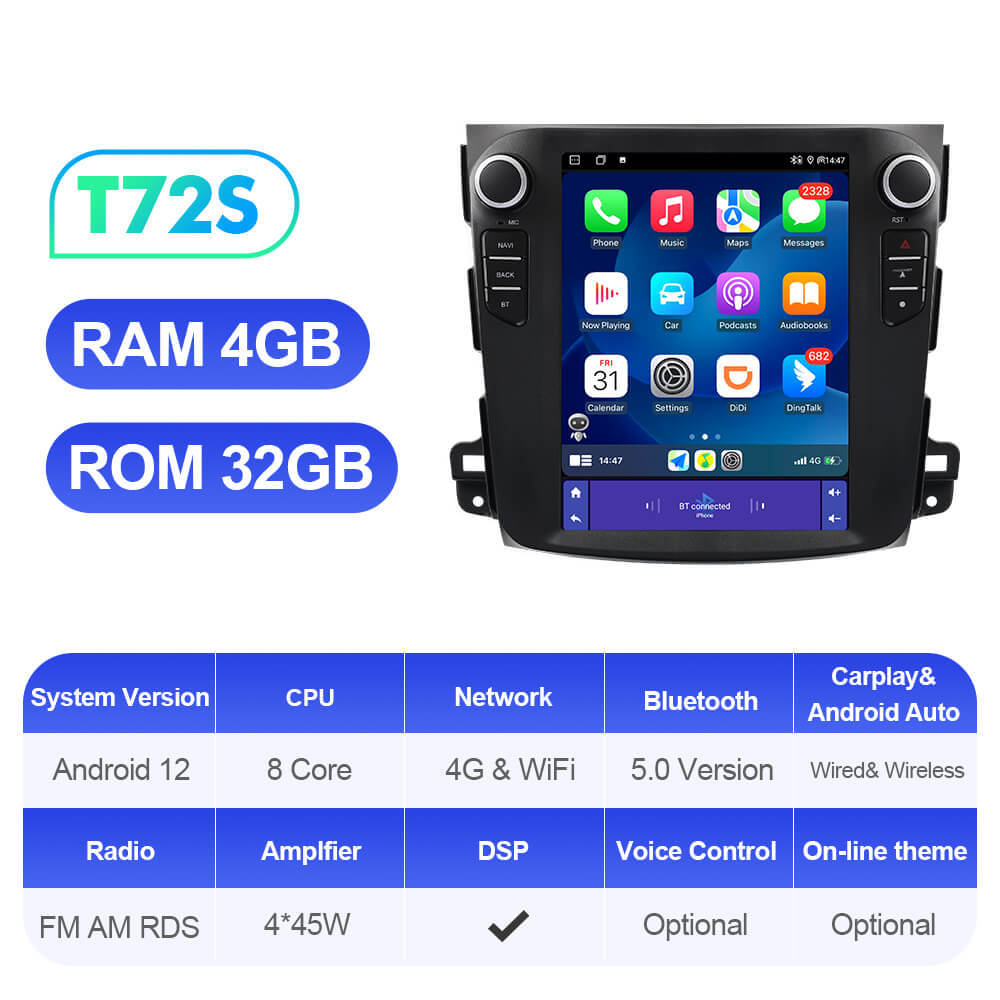 ISUDAR Android 12 Tesla Style Vertical Screen Car Radio for Mitsubishi Outlander XI 2 2008-2011 Multimedia Player