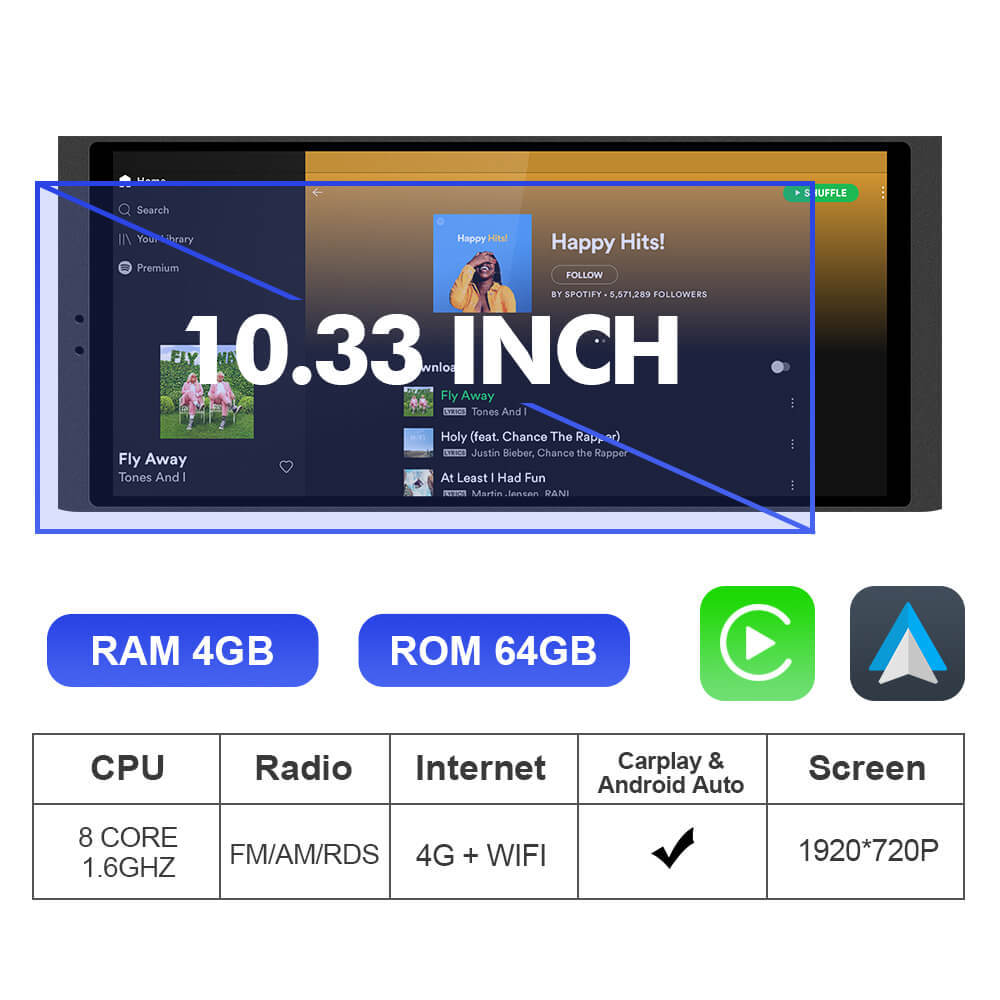ISUDAR T72 Android 12 10.33 Inch 1920*720P Car head unit stereo for Land Rover Range Rover V8 2005-2012