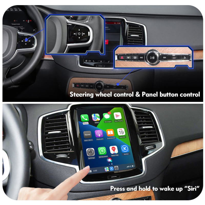 ISUDAR Upgrade Sensus Full Screen Apple Carplay AA Kit Module for Volvo XC90/XC60/XC40/S90/S60/V60 Seamless Connectivity