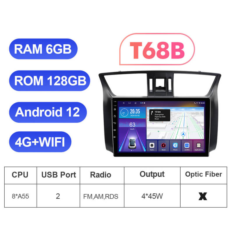 For Nissan Sentra B17 2012-2019 QLED Android 12 Car Radio DVD Player Multimedia Navigation