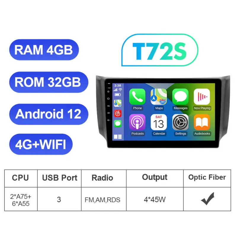For Nissan Sentra B17 2012-2017 QLED Android 12 Car Radio DVD Player Multimedia Navigation
