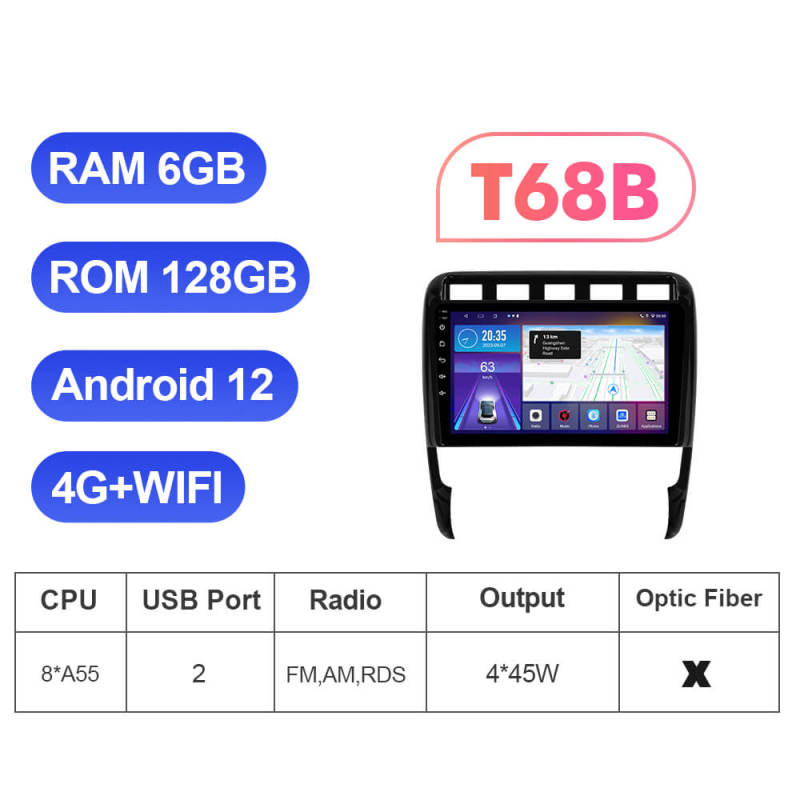 QLED 1280*720P Android 12 Carplay Car Radio For Porsche Cayenne 2003-2010