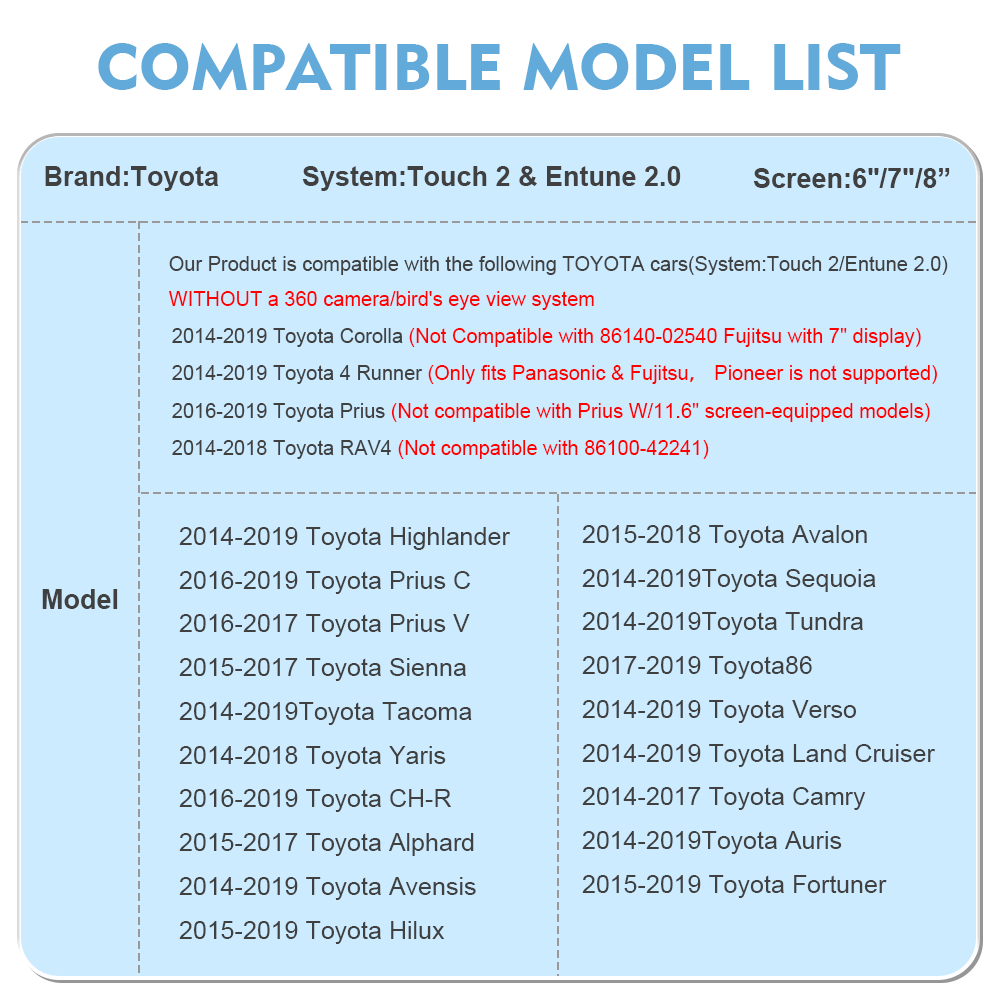 Wireless CarPlay & Android Auto Receiver Smart Box for Toyota 2014-2019 Corolla/Prius/RAV4/Highlander/Sienna/Tacoma/Yaris/Avalon/Tundra/Verso/Camry with Touch2 & Entune2.0