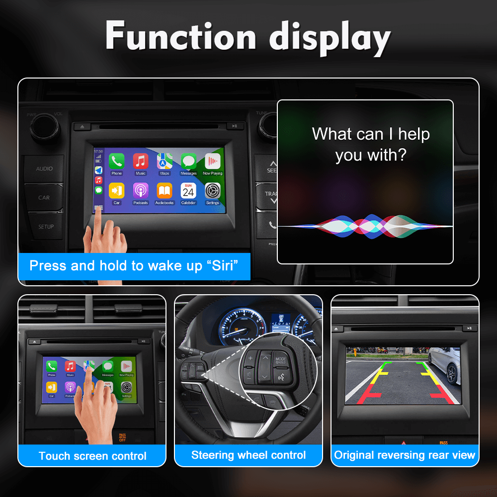 Wireless CarPlay & Android Auto Receiver Smart Box for Toyota 2014-2019 Corolla/Prius/RAV4/Highlander/Sienna/Tacoma/Yaris/Avalon/Tundra/Verso/Camry with Touch2 & Entune2.0