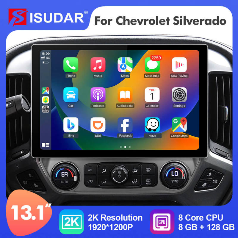 ISUDAR 2K 13.1 Inch 8 Core Android 12 Car Radio For Chevrolet Silverado 2014-2018