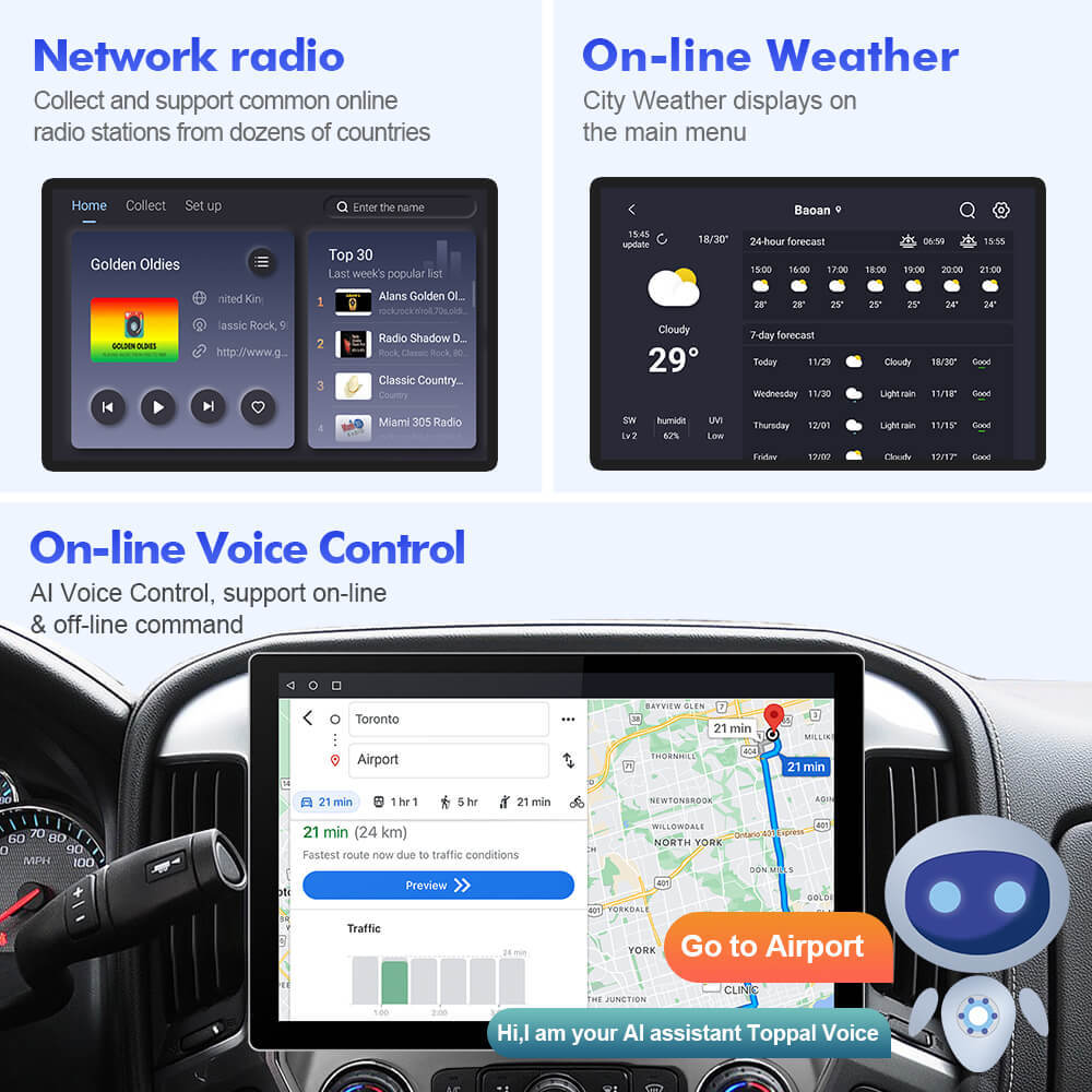 ISUDAR 2K 13.1 Inch 8 Core Android 12 Car Radio For Chevrolet Silverado 2014-2018