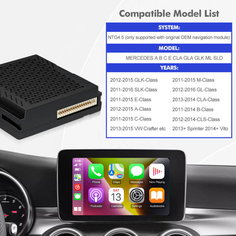 Wireless Carplay & Android Auto Suitable For Mercedes Benz A B C E CLA GLA GLK ML SLD NTG4.5 Sprinter Becker Navigation Module