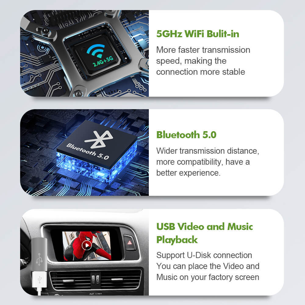 Carlinkit Wireless Apple Carplay AA Modem For Audi A5/S5/A4/A3/A1 A6 A7 A8 Q2 Q3 Q5 Q7 B9 S5