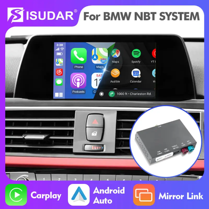 ISUDAR Apple Carplay AA Modem for BMW MINI Cooper F30 F31 F20 F21 F10 F01 X5 E70 X3 F25 NBT System 6.5 8.8 10.25inch