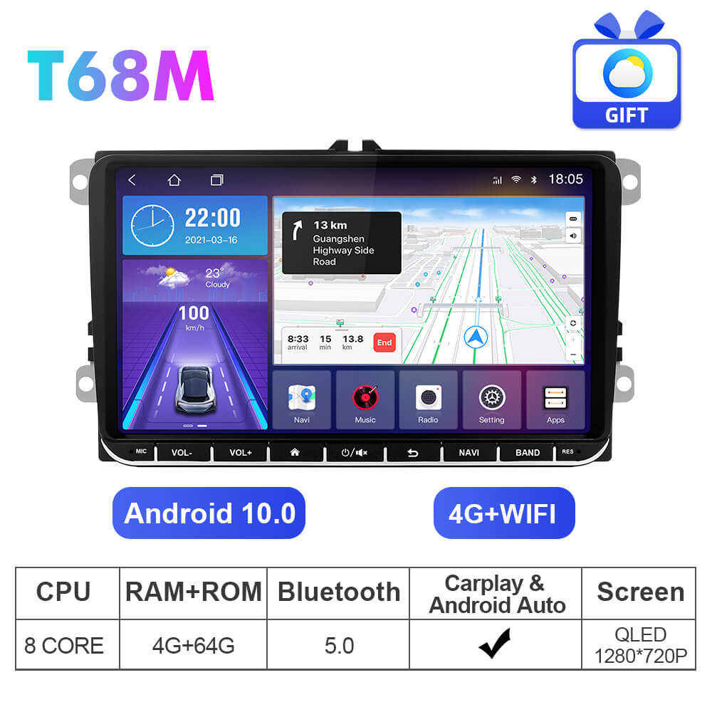 Isudar NEW UPGRADE! 9 inch 1280*720P Car Stereo For Skoda/VW/Volkswagen/POLO/PASSAT/Golf/Tiguan/Jetta/Touran