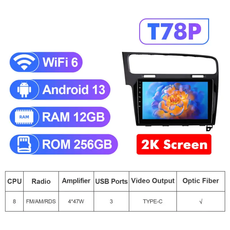 NEW! For Left-hand drive VW/Volkswagen/Golf 7 2013- Android 13 QLED Android 10” Car Radio Wireless Carplay