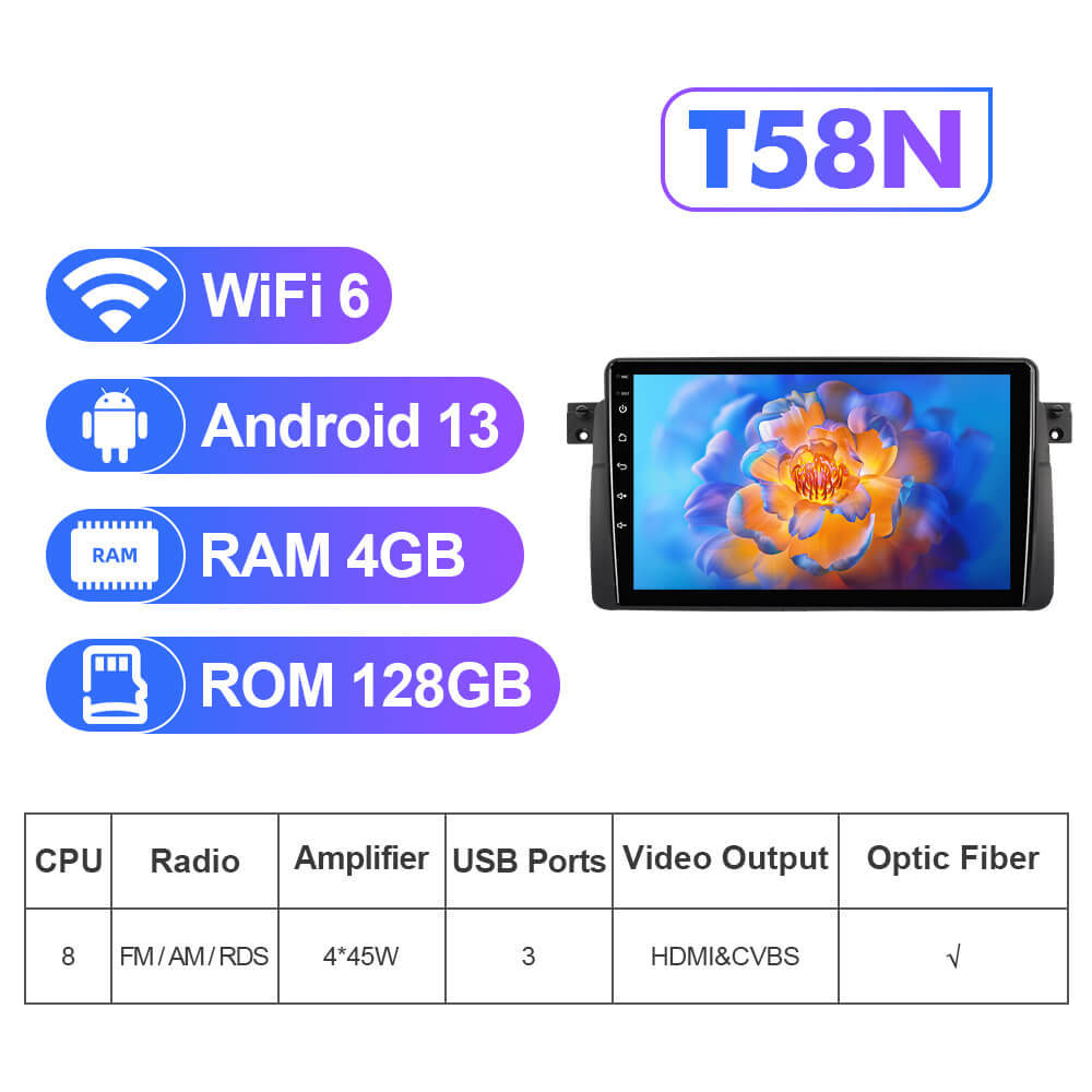 NEW! ISUDAR Android 13 For BMW 3 Series E46 M3 318/320/325/330/335 1998-2005 9inch 2K HD screen car radio