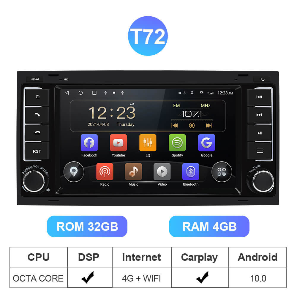 Isudar Android 12 Car Radio Multimedia GPS For VW/Volkswagen/Touareg/Transporter T5