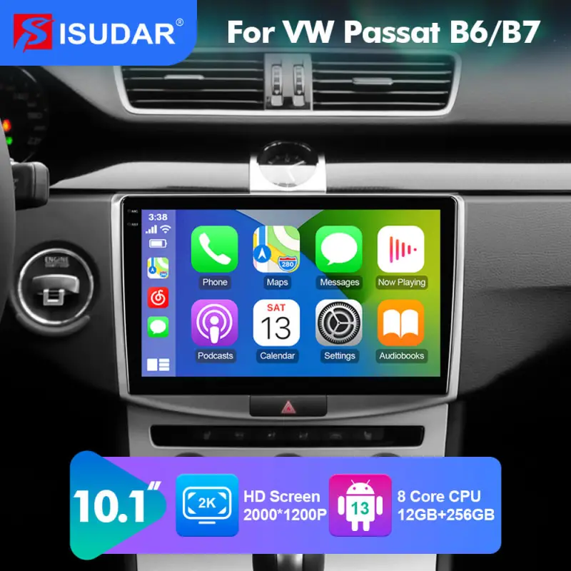 NEW! Android 10-Android 13 QLED Android Auto 10” Car Radio For VW/Volkswagen/Passat B6 B7 wireless carplay