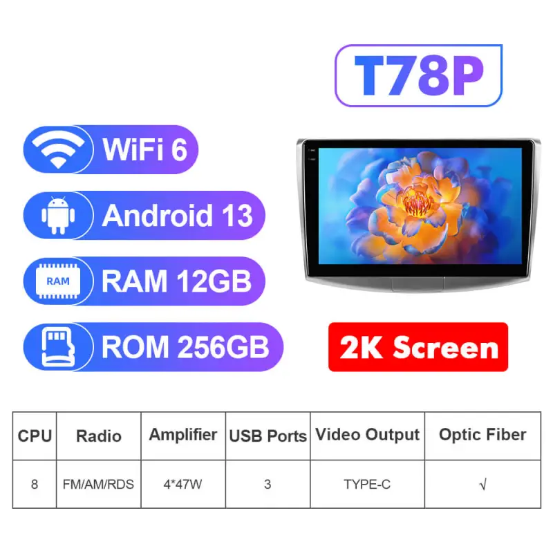 NEW! Android 10-Android 13 QLED Android Auto 10” Car Radio For VW/Volkswagen/Passat B6 B7 wireless carplay