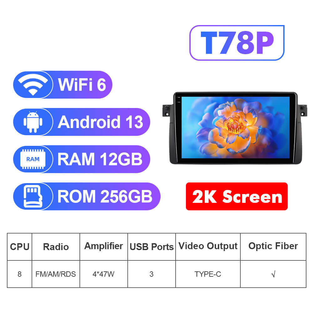 NEW! ISUDAR Android 13 For BMW 3 Series E46 M3 318/320/325/330/335 1998-2005 9inch 2K HD screen car radio