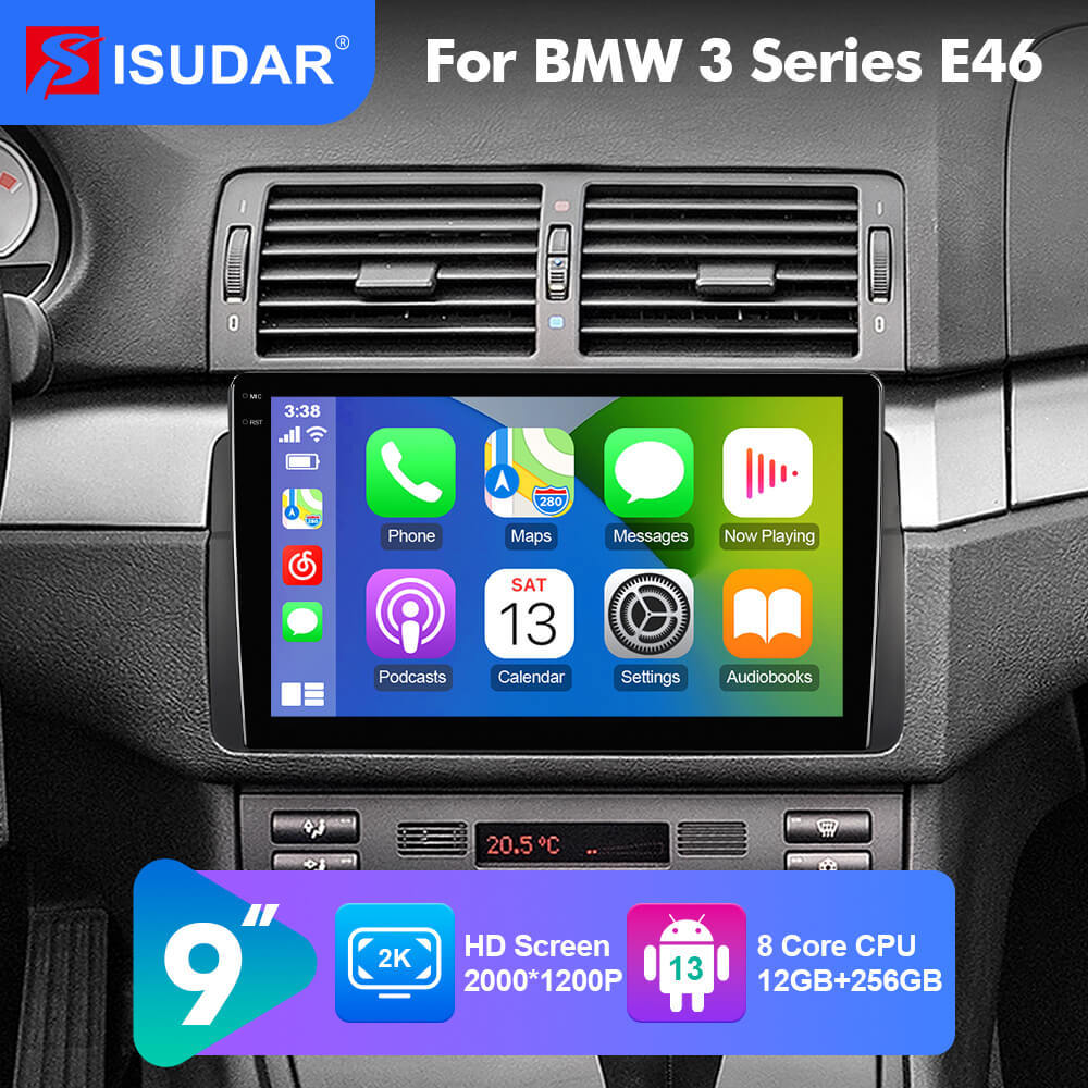 NEW! ISUDAR Android 13 For BMW 3 Series E46 M3 318/320/325/330/335 1998-2005 9inch 2K HD screen car radio