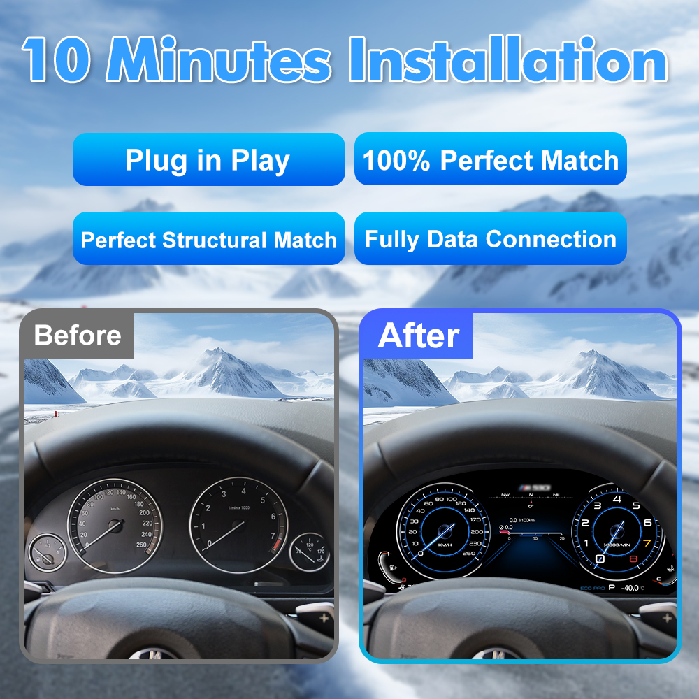 For BMW 5 Series F10/F11/F07/F18/F01/F02/F03 Digital Carplay HUD dashboard Instrumental Cluster Speedometer Screen