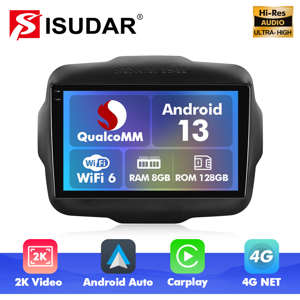 Q6 Qualcomm Android 13 For Jeep Renegade 2014-2018 9" screen music car radio ADI DSP