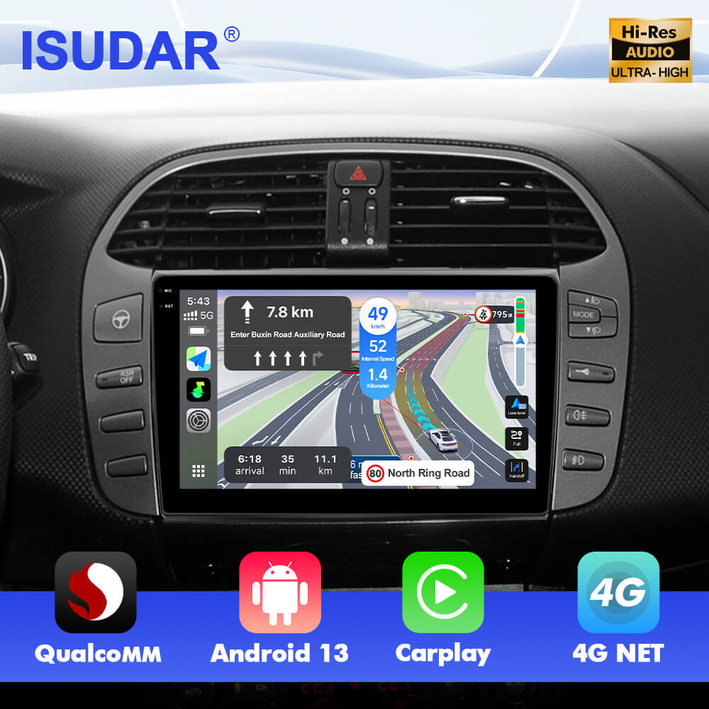Q6 Qualcomm Android 13 For Fiat Bravo 2007-2012 9" screen music car radio DSP ADAU