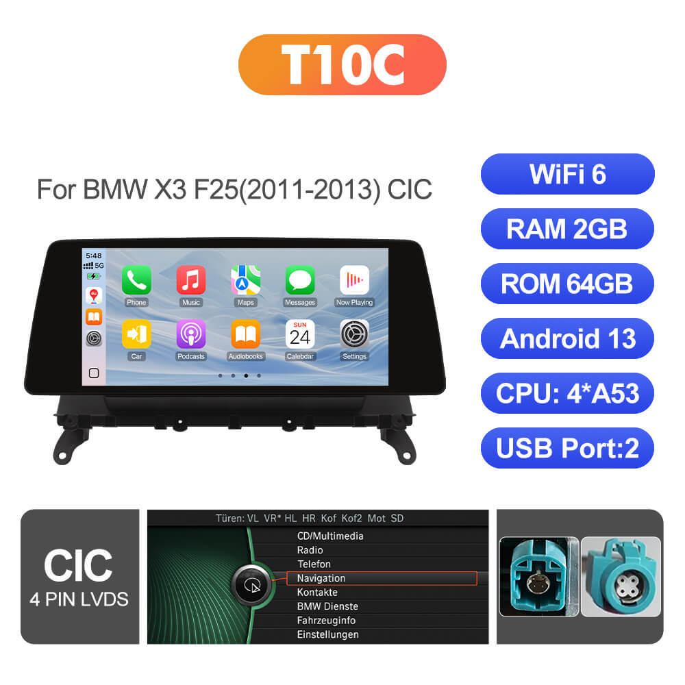 ISUDAR 10.33"Android 13 Car radio BMW X3/F25 X4/F26 CIC NBT