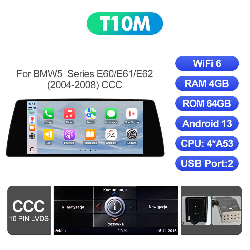 ISUDAR 10.33"Android 13 Car radio For BMW 5 Series E60/E61/E62 2004-2008 CCC