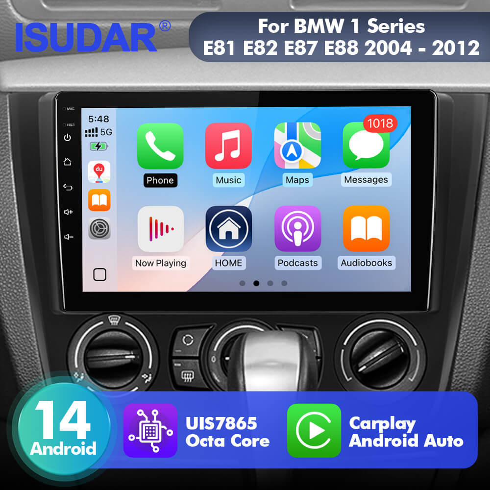 For BMW 1 Series E81 Upgrade from T72 - T75 series Android 14 UIS7865 Car Radio with 9" Screen
