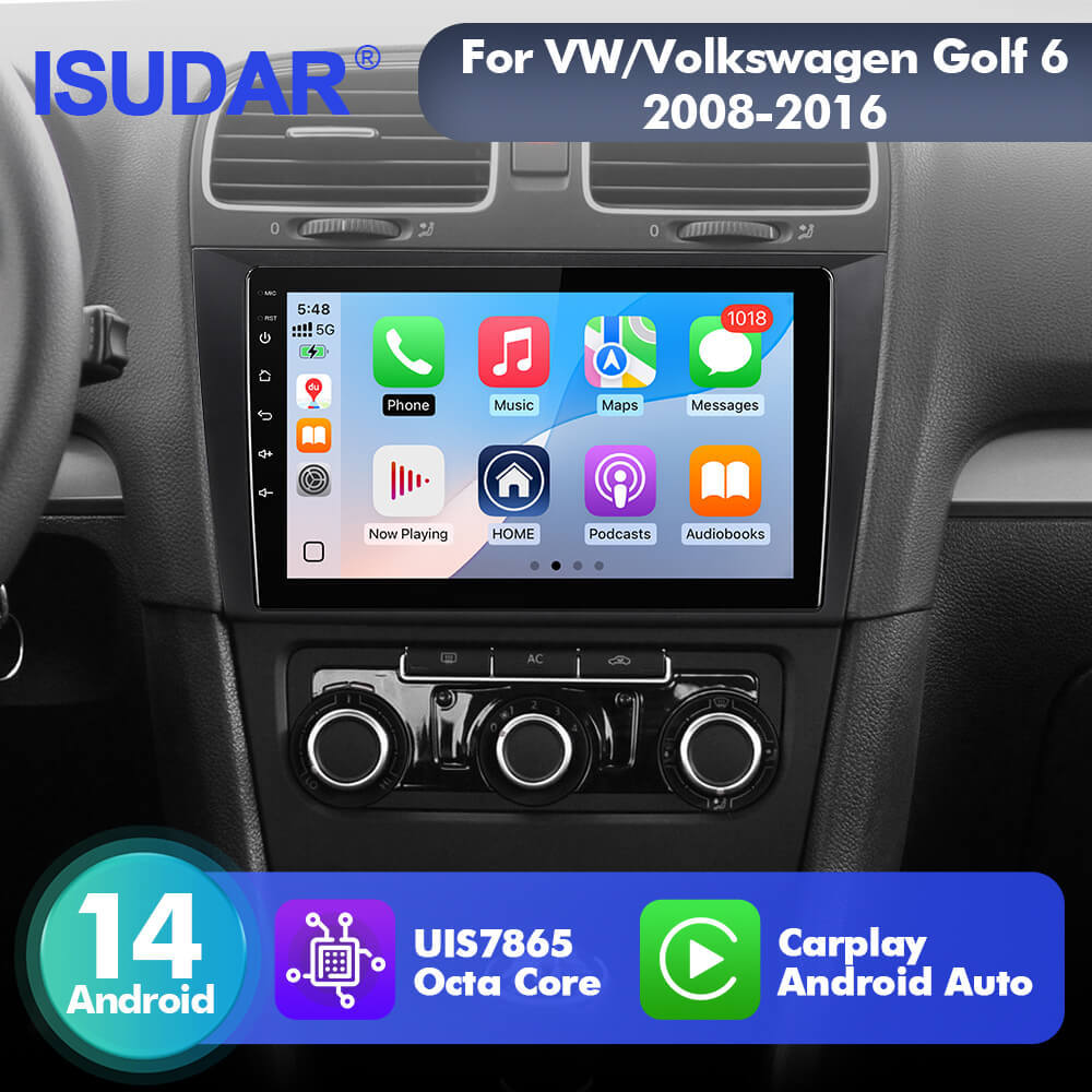 For Volkswagen VW Golf 6 2008-2016 T75  Android 14 UIS7865 Car Radio Upgrade From T72