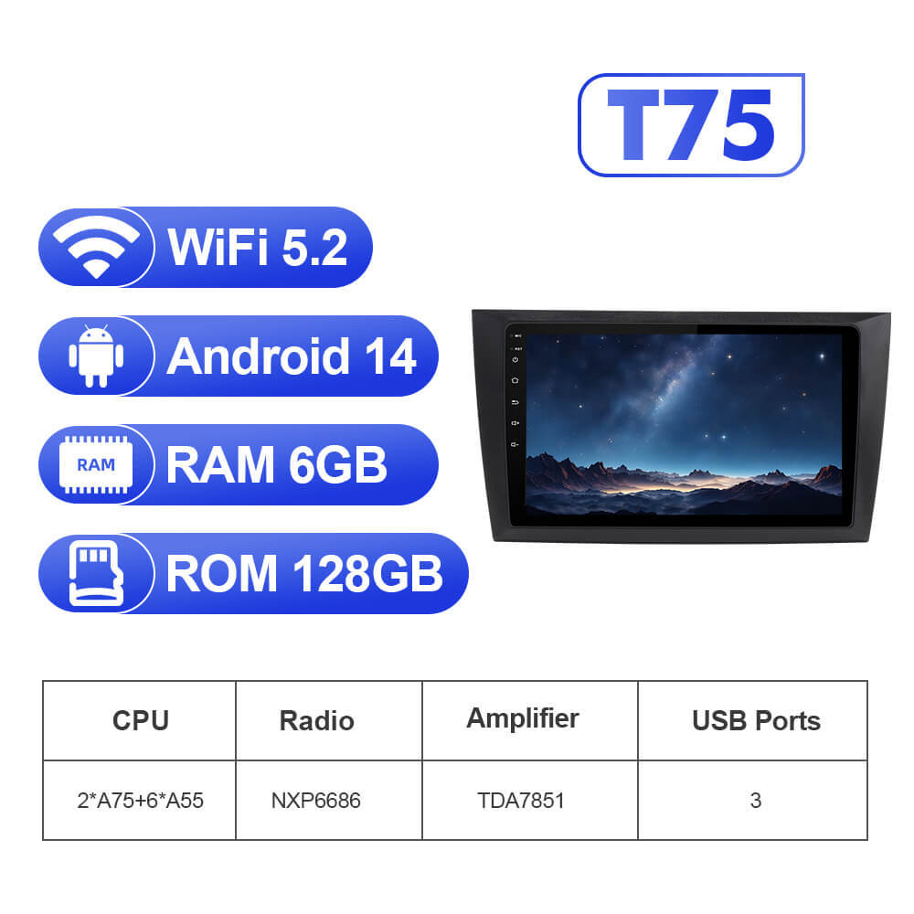For Volkswagen VW Golf 6 2008-2016 T75  Android 14 UIS7865 Car Radio Upgrade From T72