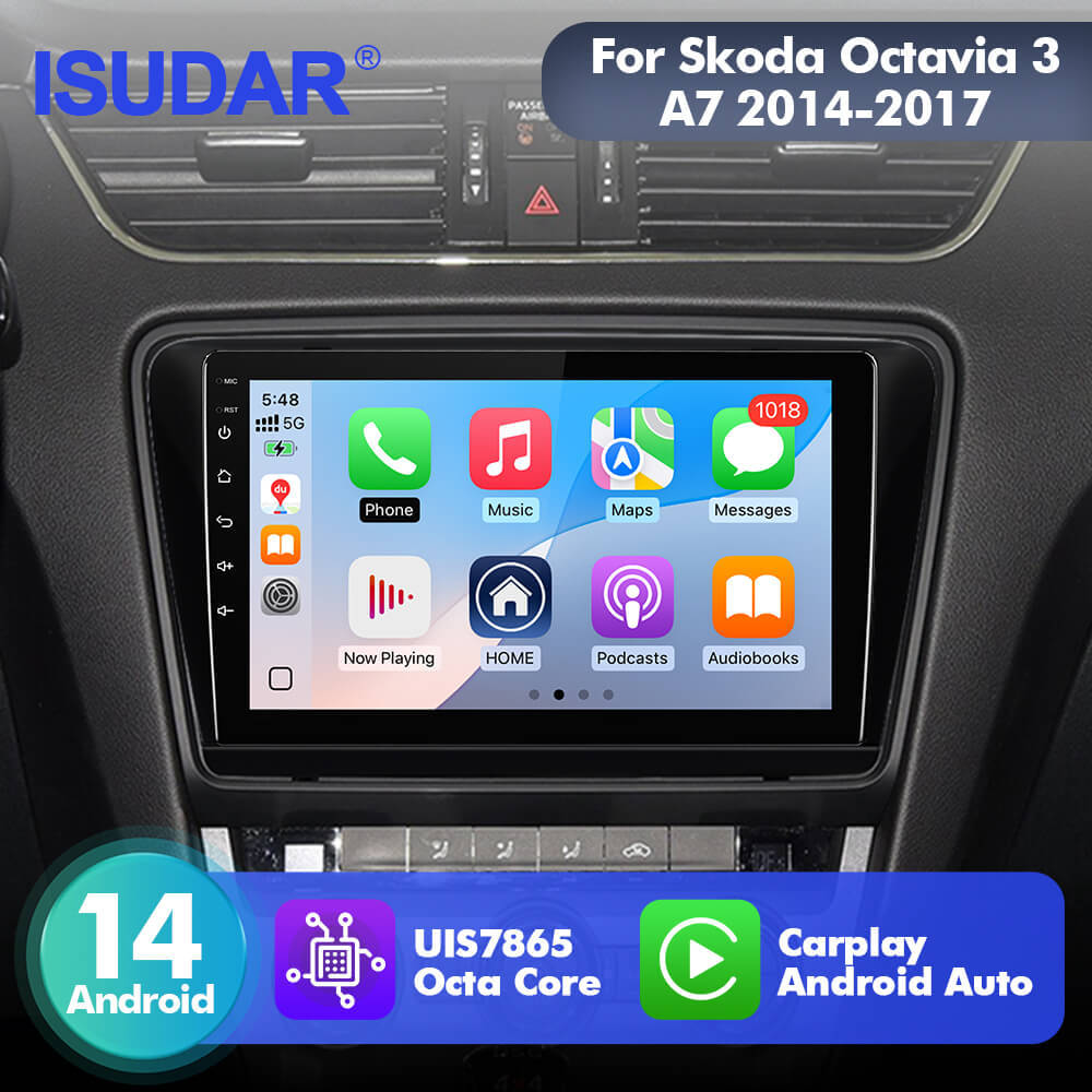 For Skoda Octavia 3 A7 2014-  T75 Upgrade from T72  Android 14 UIS7865 Car Radio