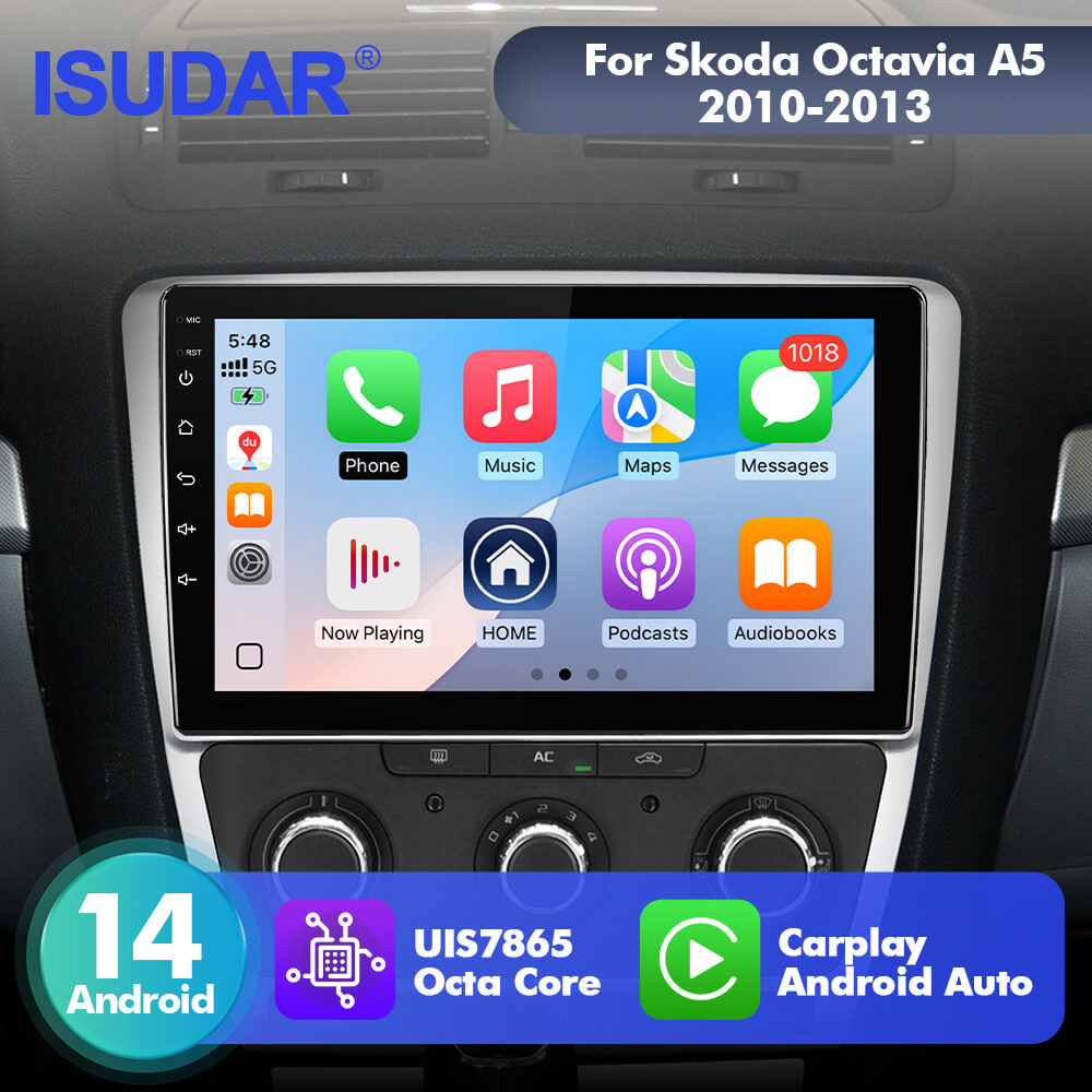 For Skoda Octavia A5 2007-2014 T75 Upgrade from T72  Android 14 UIS7865 Car Radio
