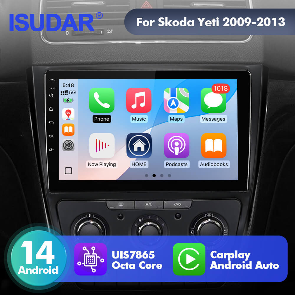 For Skoda Yeti 2009-2013 T75 Upgrade from T72  Android 14 UIS7865 Car Radio