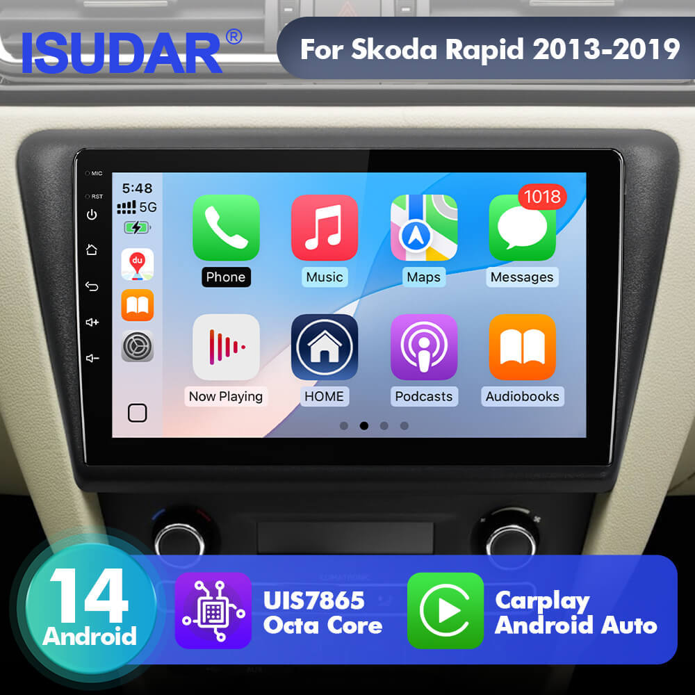 For Volkswagen Skoda Rapid 2013-2019 T75 Upgrade from T72  Android 14 UIS7865 Car Radio