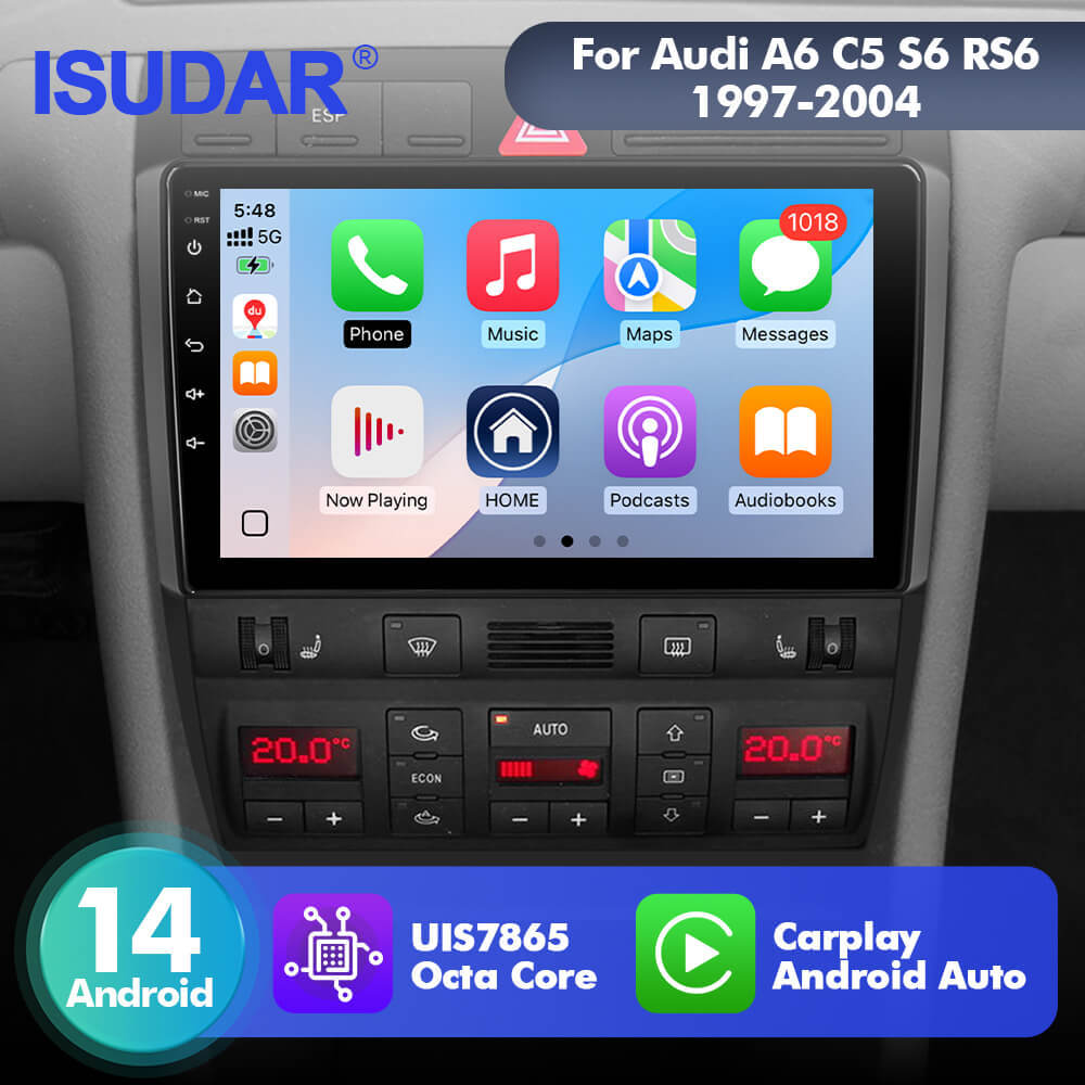 For  Audi A6 C5 S6 RS6 1997-2004 T75 Upgrade from T72 Android 14 UIS7865 Car Radio