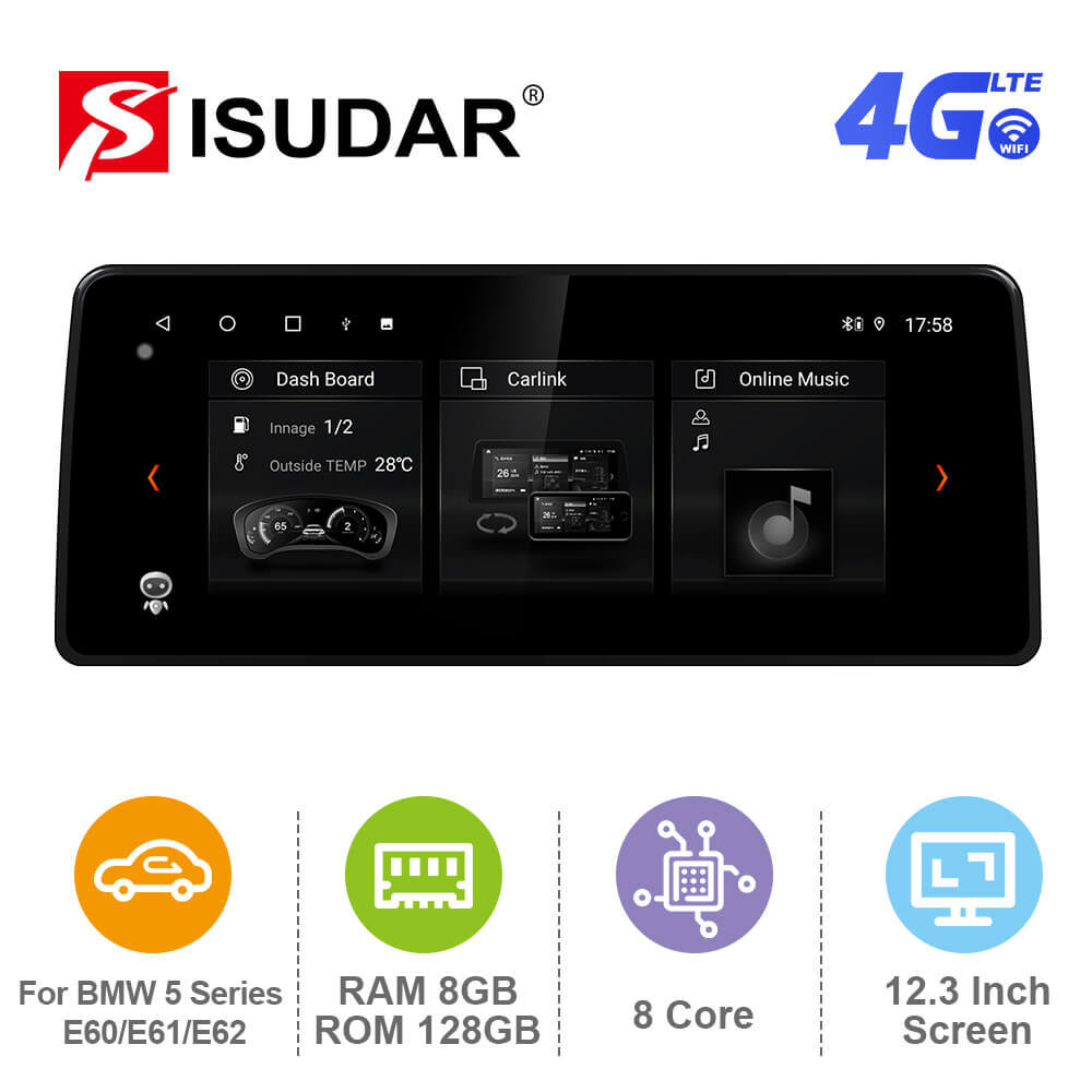 ISUDAR 12.3 Inch Android 12 Car Radio For BMW E60/E61/E62 2004-2008 CCC GPS Auto Multimedia Stereo