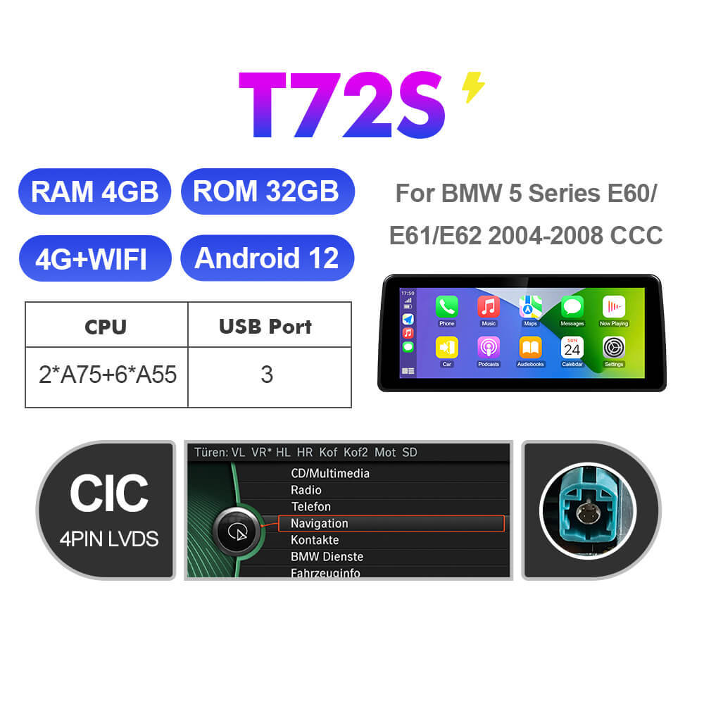 ISUDAR 12.3 Inch Android 12 Car Radio For BMW E60/E61/E62 2004-2008 CCC GPS Auto Multimedia Stereo