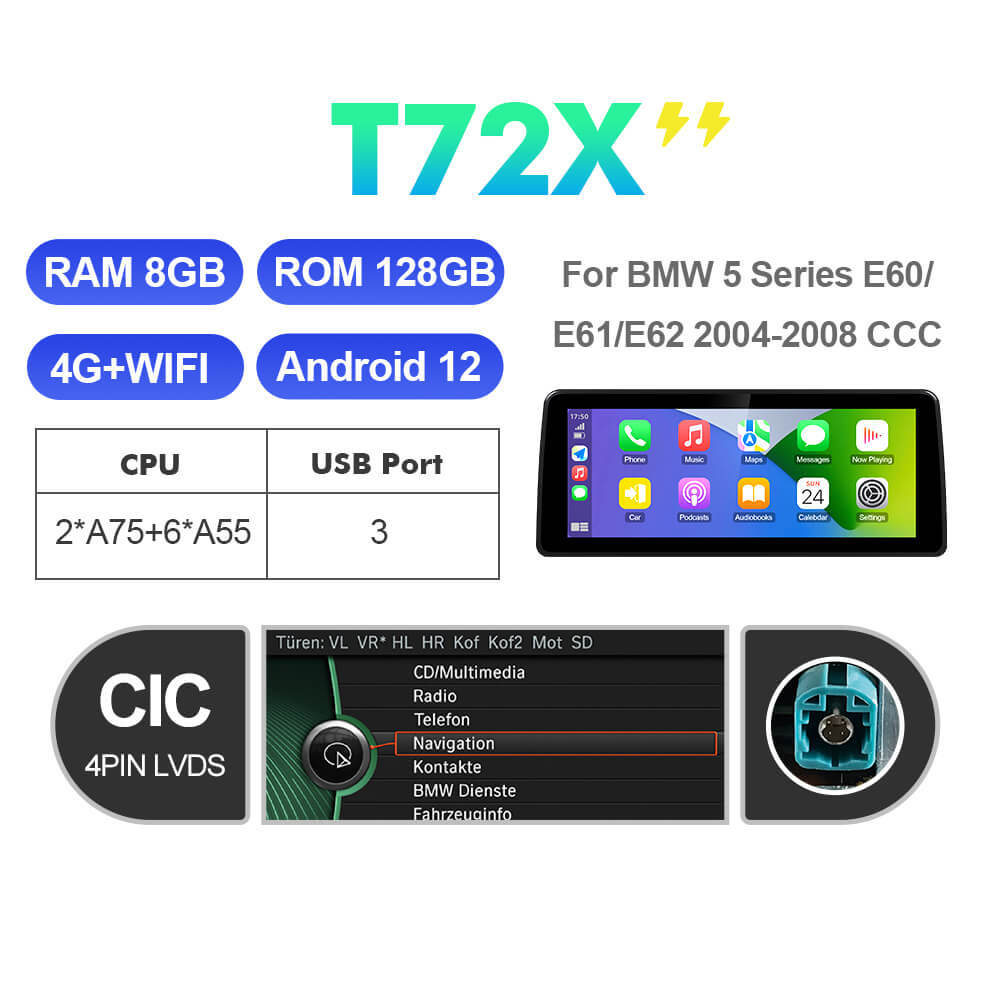 ISUDAR 12.3 Inch Android 12 Car Radio For BMW E60/E61/E62 2004-2008 CCC GPS Auto Multimedia Stereo
