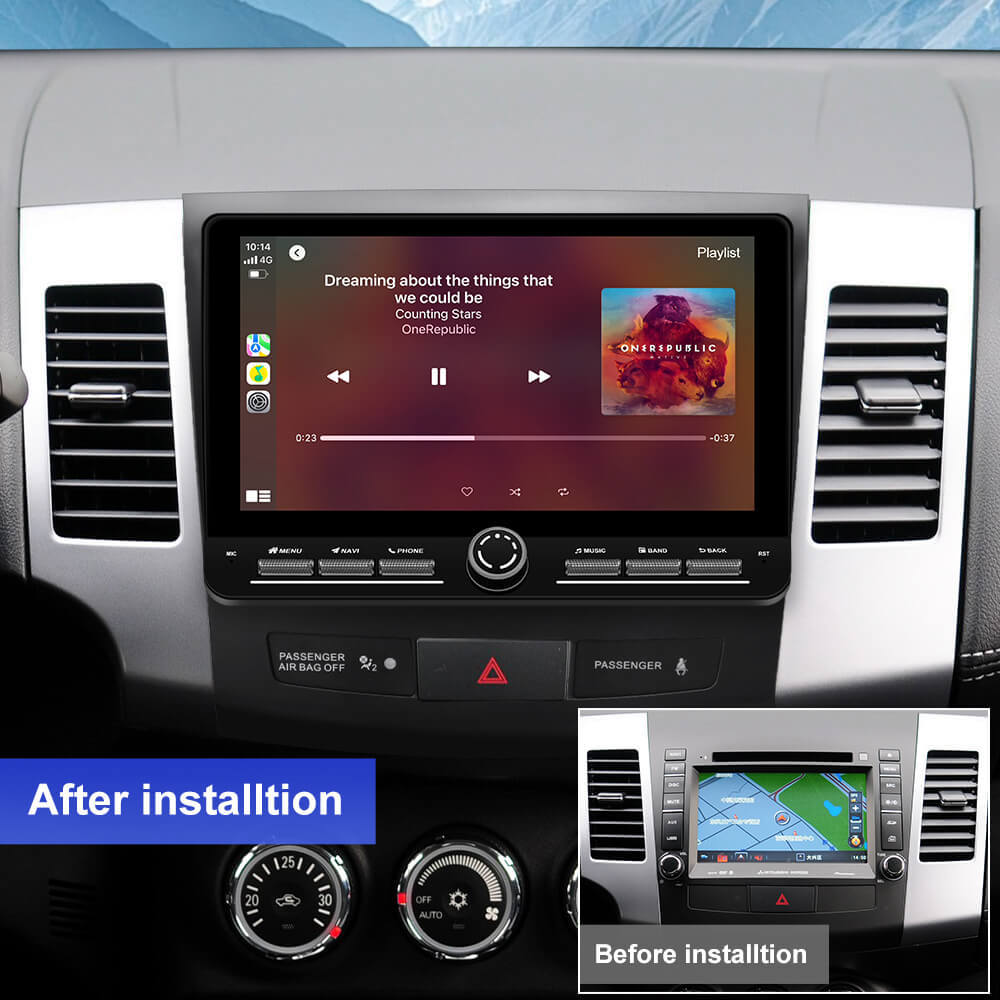 For OUTLANDER MITSUBISHI 2007-2012 Androd 14 10inch Color Light Button Screen Car Radio
