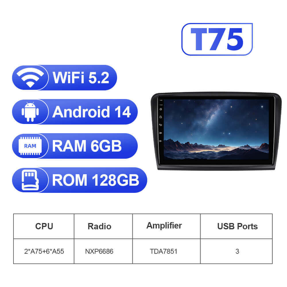 For Skoda Superb 2 B6 2008 - 2015 T75 Upgrade from T72  Android 14 UIS7865 Car Radio