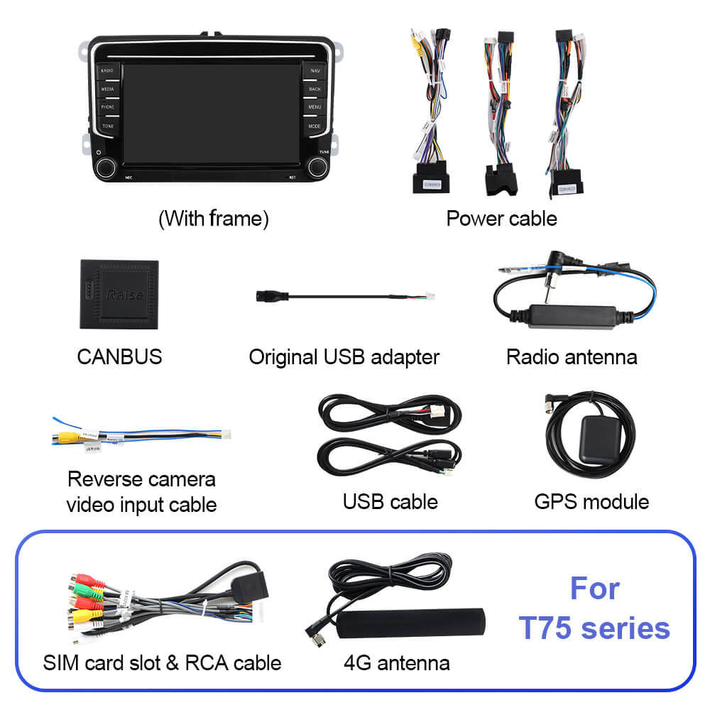 T75/T10C/T10M Android 14 For VW/Volkswagen/POLO/Golf/Skoda/Seat/Leon/PASSAT B6 - 7 inch 1024*600P Car Radio -VW0702