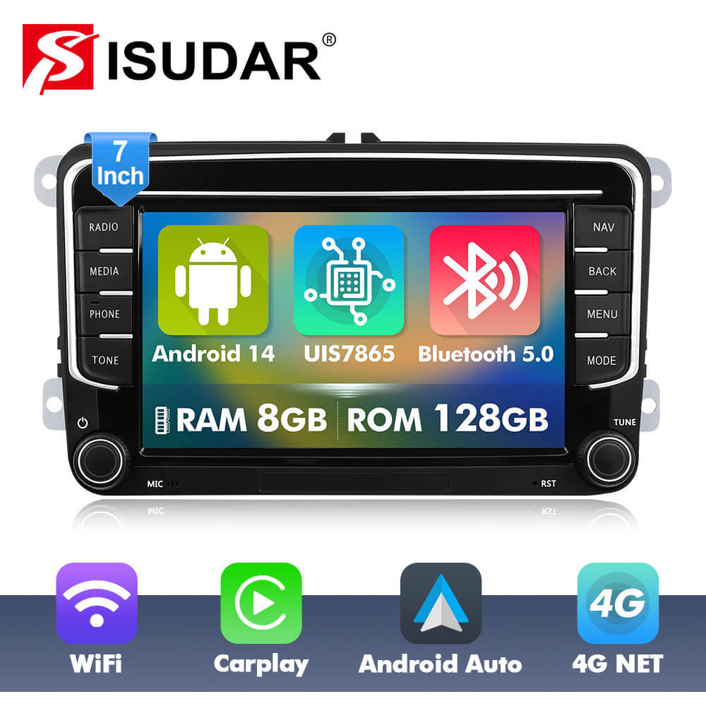 T75/T10C/T10M Android 14 For VW/Volkswagen/POLO/Golf/Skoda/Seat/Leon/PASSAT B6 - 7 inch 1024*600P Car Radio -VW0702