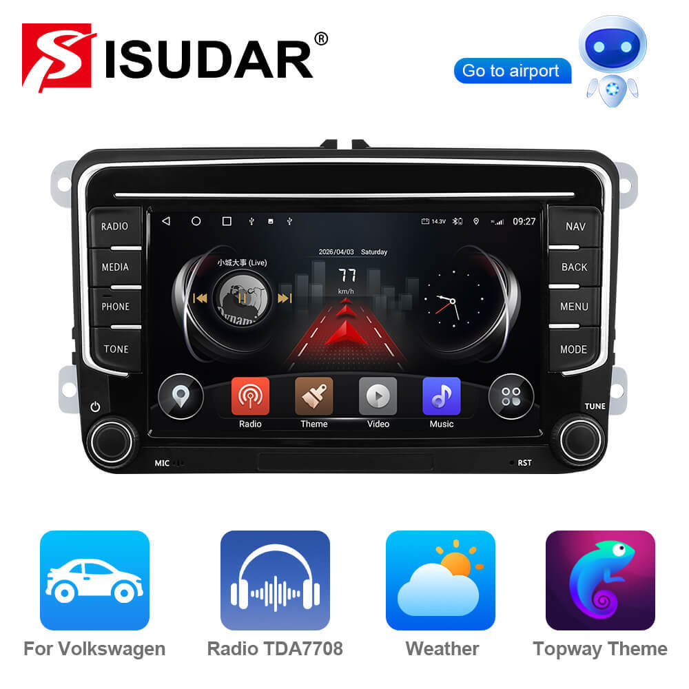 T75/T10C/T10M Android 14 For VW/Volkswagen/POLO/Golf/Skoda/Seat/Leon/PASSAT B6 - 7 inch 1024*600P Car Radio -VW0702