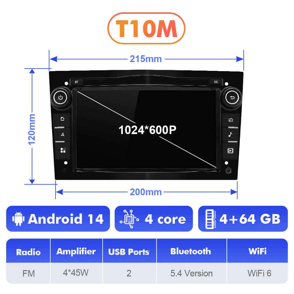T75/T10C/T10M Android 14 Black Car Radio For Opel Astra H G J Antara Vectra C D Vivaro Corsa C D Zafira B Meriva Veda