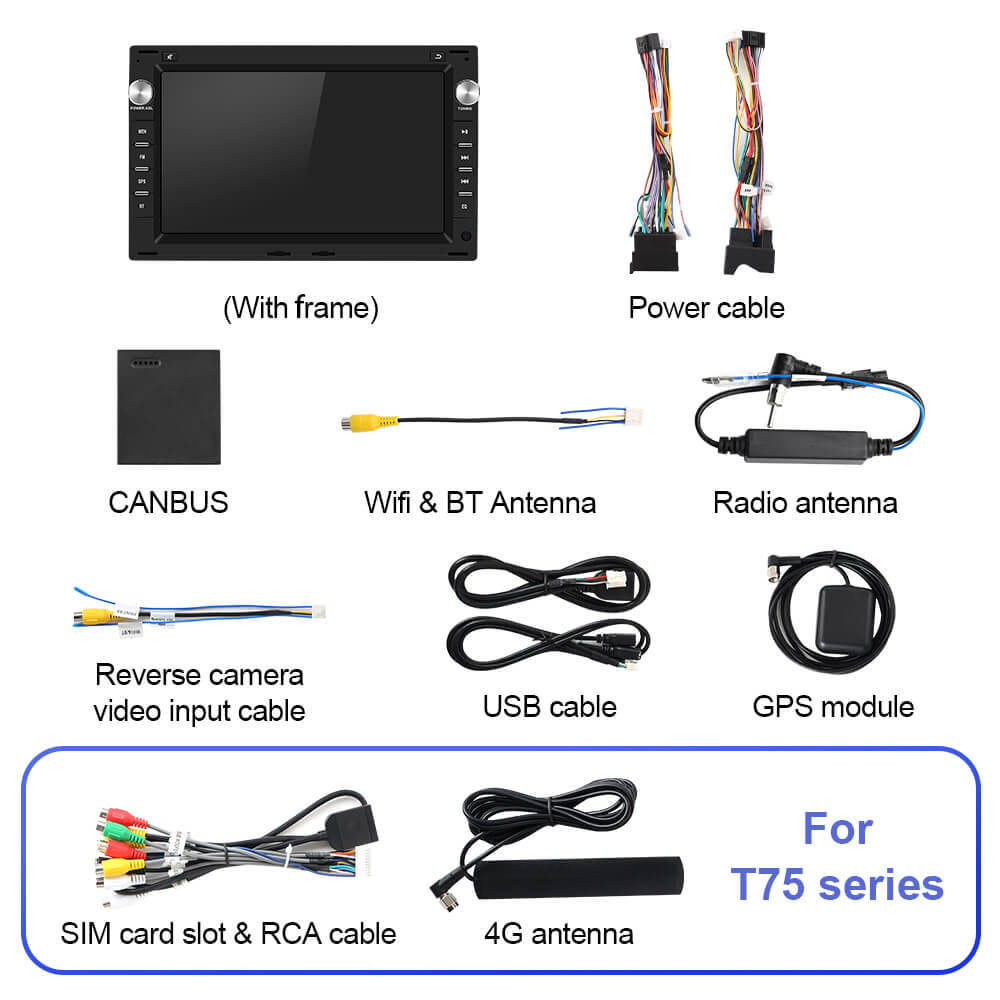 T75/T10C/T10M Android 14 For VW/Volkswagen/GOLF/POLO/TRANSPORT T5/Passat B5/SHARAN/Bora - 7 inch 1024*600P Car Radio -VW0701