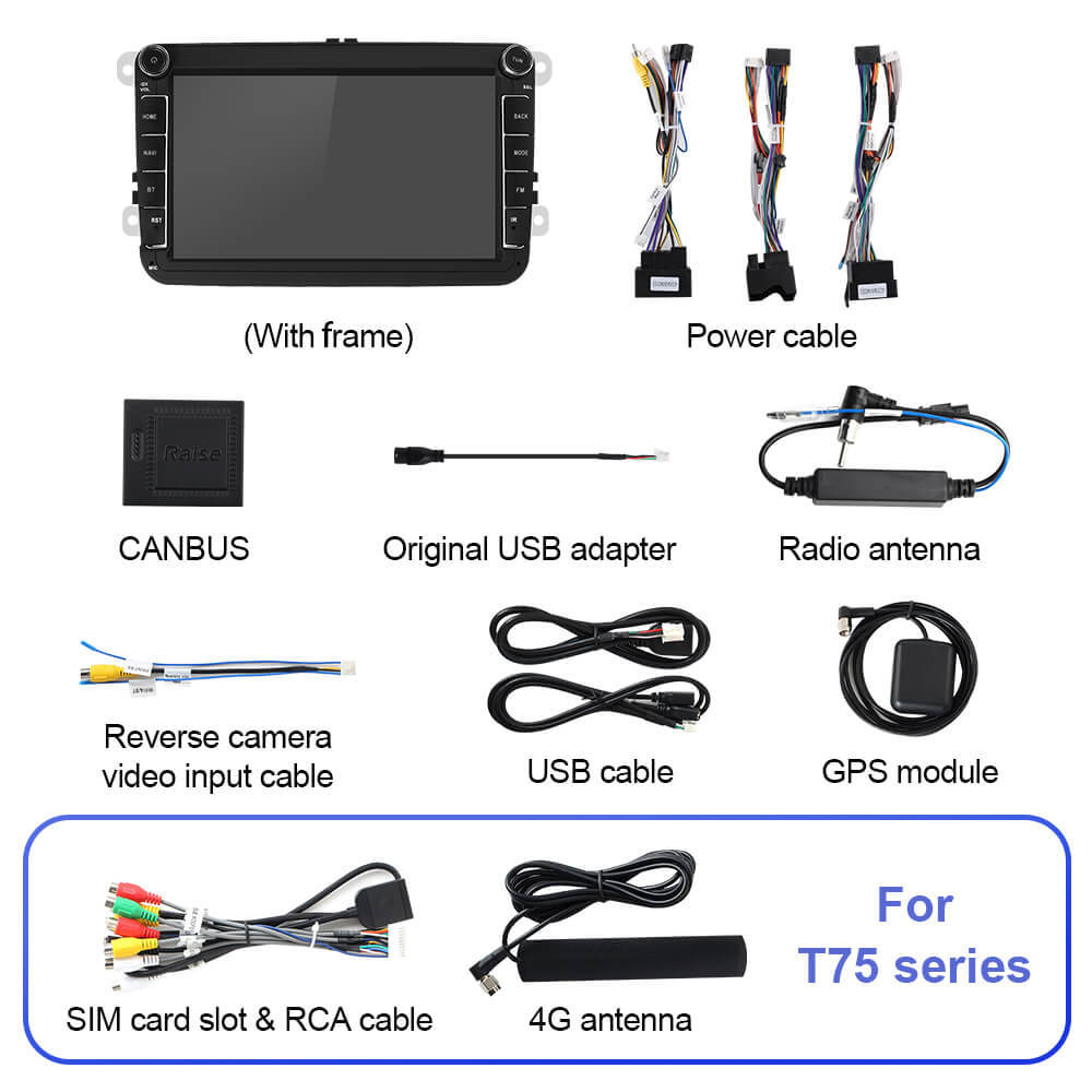T75/T10C/T10M Android 14 For VW/Volkswagen/POLO/Golf/Skoda/Seat/Leon/PASSAT B6 - 8 inch 1024*600P Car Radio -VW0803