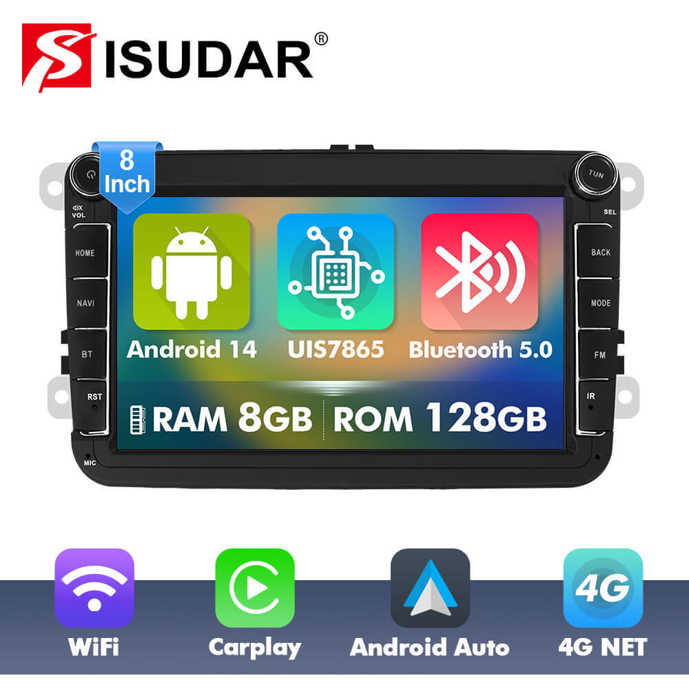 T75/T10C/T10M Android 14 For VW/Volkswagen/POLO/Golf/Skoda/Seat/Leon/PASSAT B6 - 8 inch 1024*600P Car Radio -VW0803