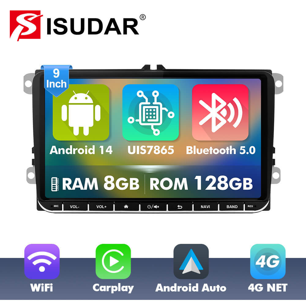 T75/T10C/T10M Android 14 For VW/Volkswagen/POLO/Golf/Skoda/Seat/Leon/PASSAT B6 - 9 inch 1280*700P Car Radio -VW0907