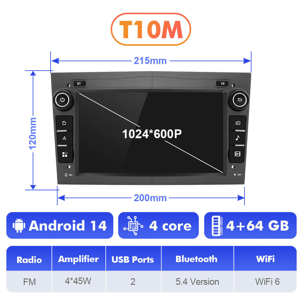 T75/T10C/T10M Android 14 Grey Car Radio For Opel Astra H G J Antara Vectra C D Vivaro Corsa C D Zafira B Meriva Veda