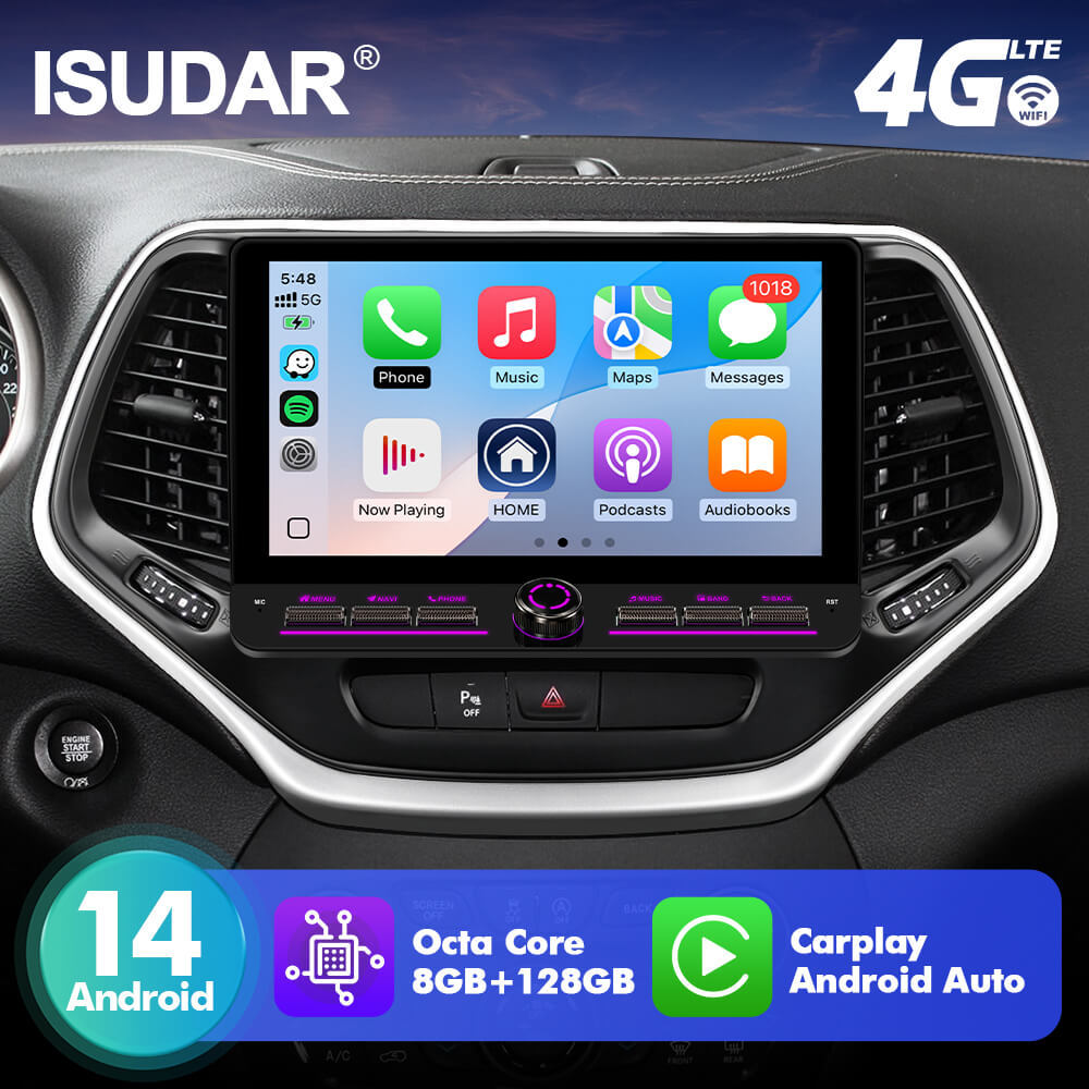 10" Android 14 New Design Button Car Radio For Jeep Cherokee 5 KL 2014-2018