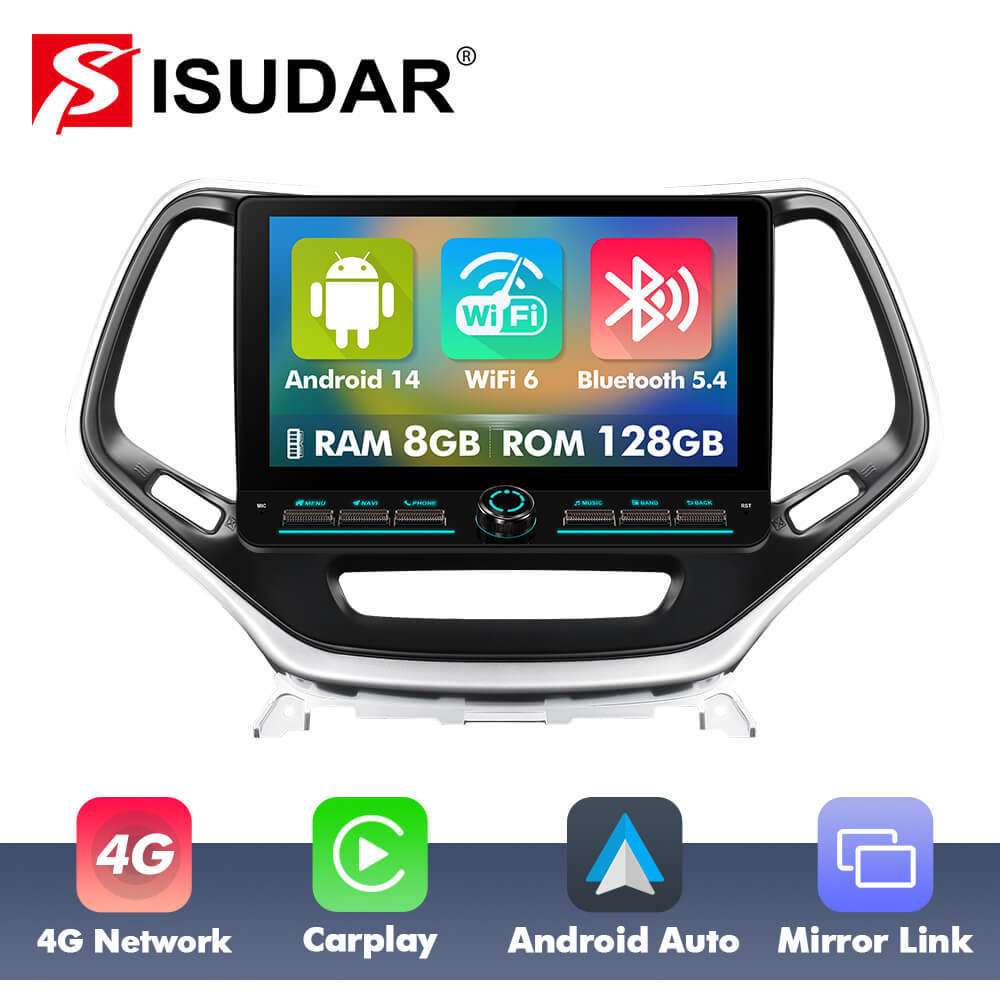 10" Android 14 New Design Button Car Radio For Jeep Cherokee 5 KL 2014-2018
